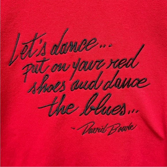 David Bowie Let’s Dance Embroidered Red Crewneck - Picture 3 of 7